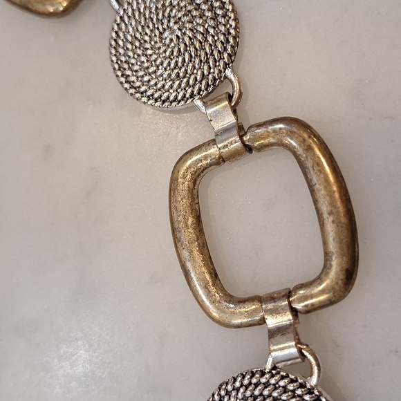 Vintage 90s Chain Link Belt Faux Silver Metal Adjustable Retro - Picture 5 of 5